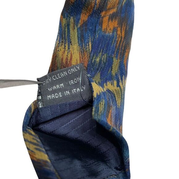 Ermenegildo Zegna Tie Men's Necktie Silk Blue Brown Abstract Watercolor - Picture 6 of 8